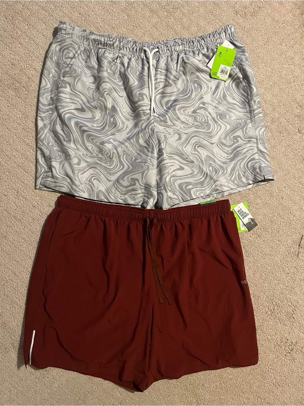 Men's Performance Shorts - Maroon and Gray Swirl DSG XXL